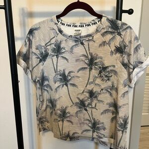 PINK Victoria's Secret Palm Tree Tee - Gray and Black
